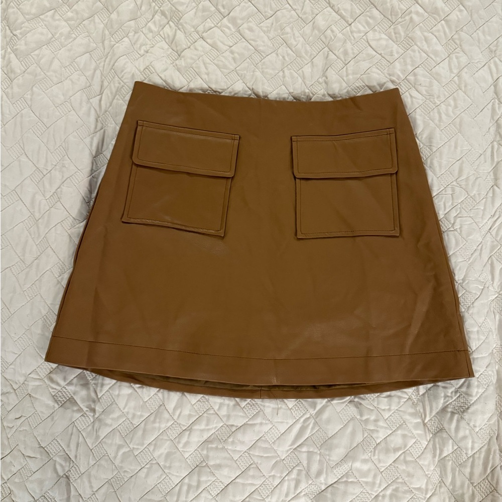 Olivaceous Brown Tan A-line Mini Skirt Casual
